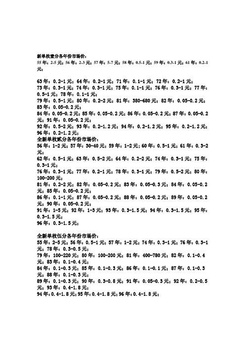 一分硬币收藏价格表