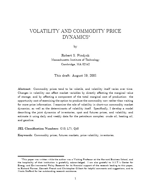 Volatility and Commodity Price Dynamics