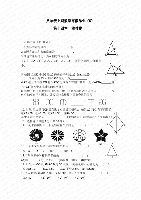 八年级上期数学寒假作业5