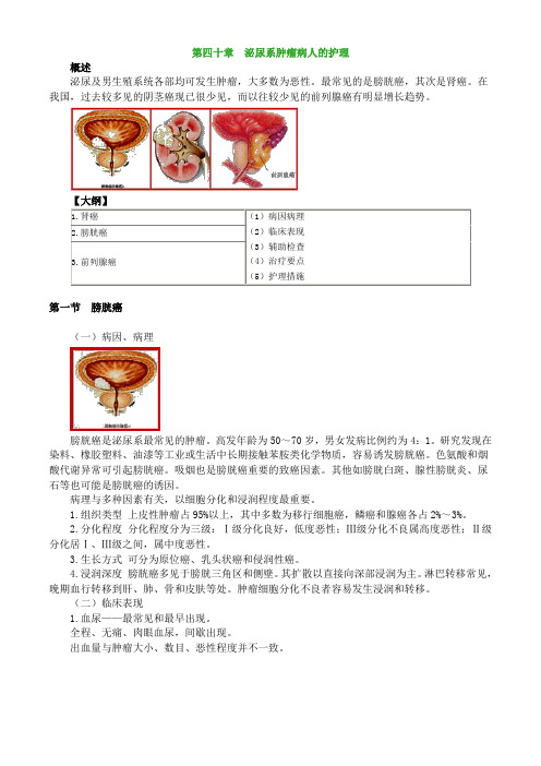 护师考试辅导：泌尿系肿瘤病人的护理