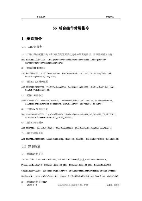 5G后台操作常用指令