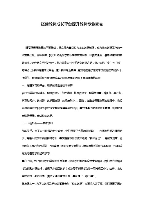 搭建教师成长平台提升教师专业素养
