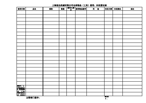 借用归还物品登记表