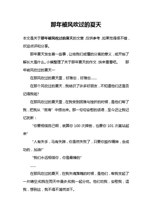 那年被风吹过的夏天