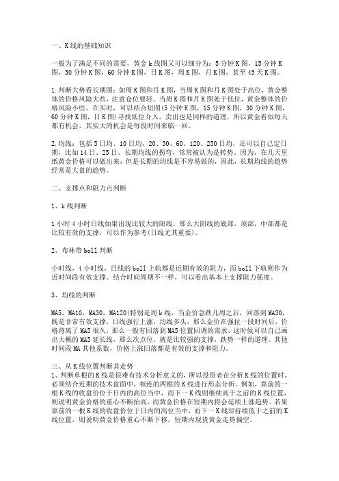 通过K图的情况来预判现货黄金价格的方法