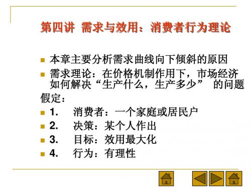 西方经济学第四讲  需求与效用：消费者行为