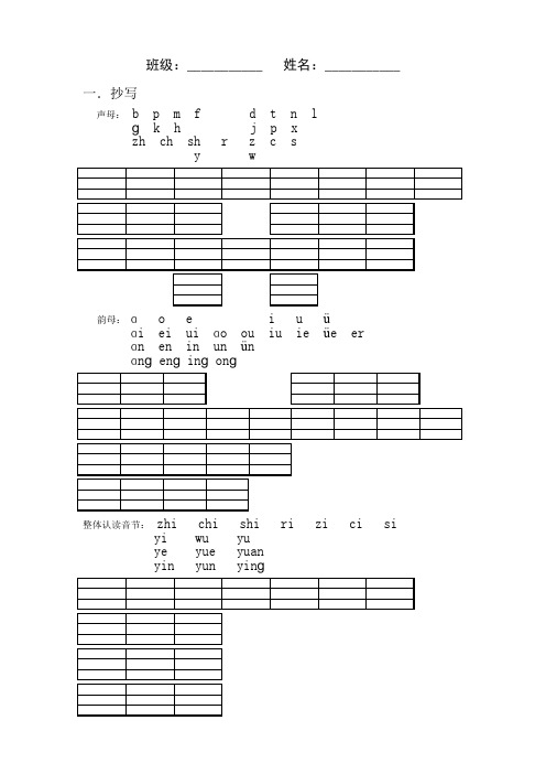 声母韵母整体认读音节练习