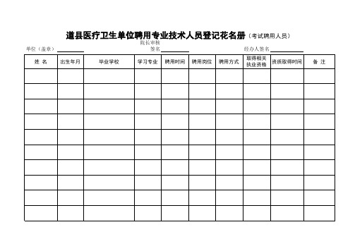 2012年聘用人员登记花名册
