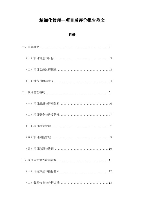 精细化管理—项目后评价报告范文