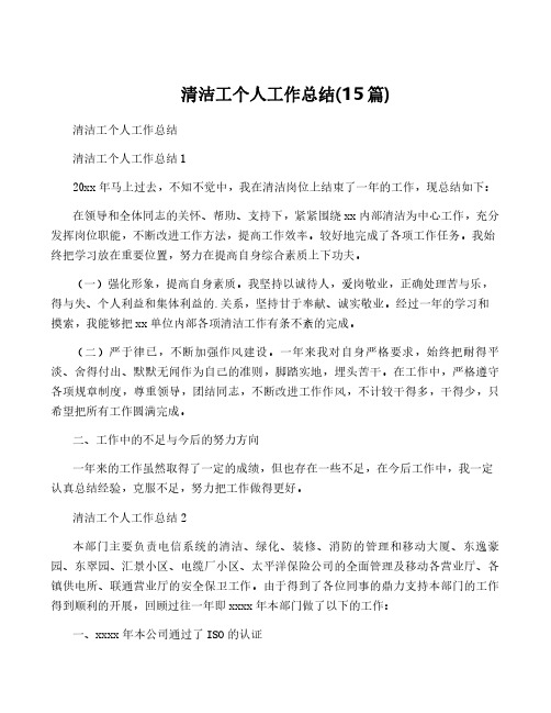 清洁工个人工作总结(15篇)