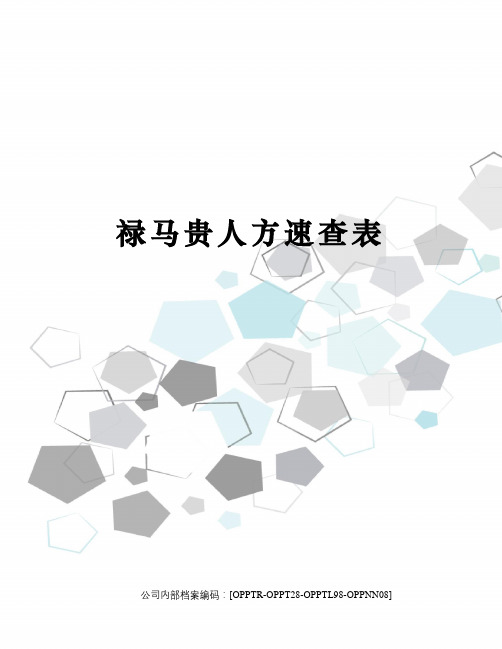 禄马贵人方速查表(终审稿)