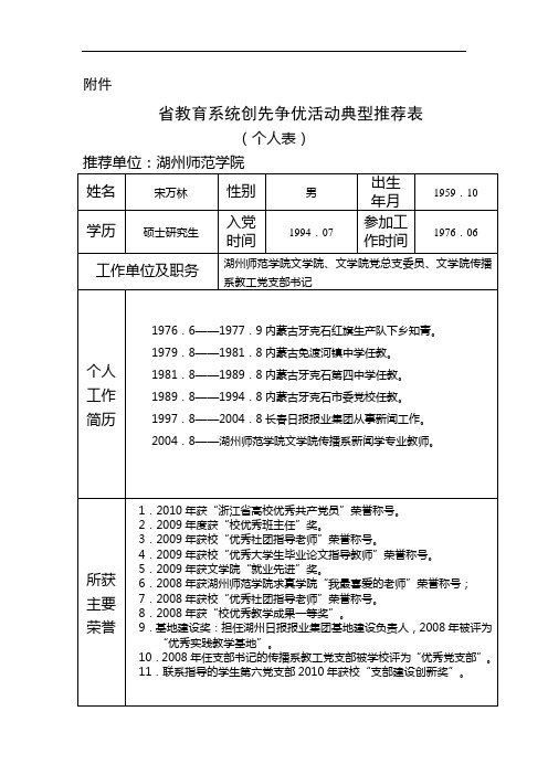 创先争优推荐表(宋万林)