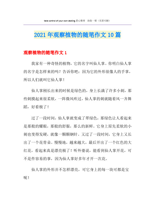 2021年观察植物的随笔作文10篇