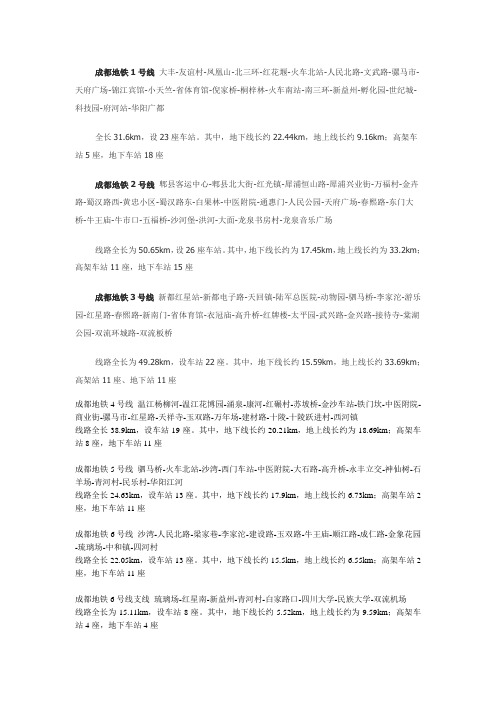 成都地铁各站点