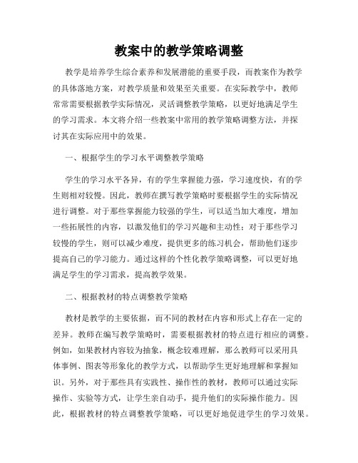 教案中的教学策略调整