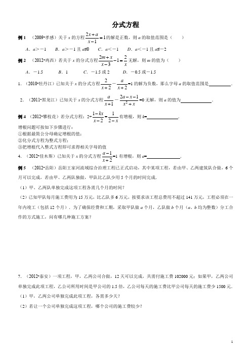 分式及分式方程(拔高)