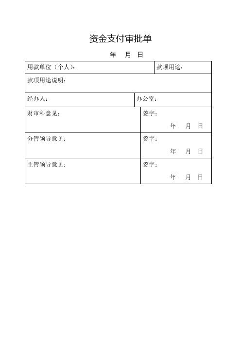 财务资金报销审批单