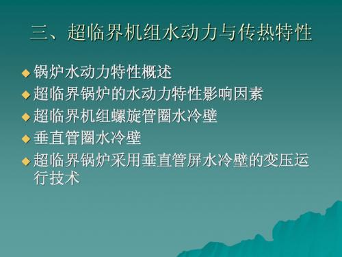 超临界机组水动力与传热特性