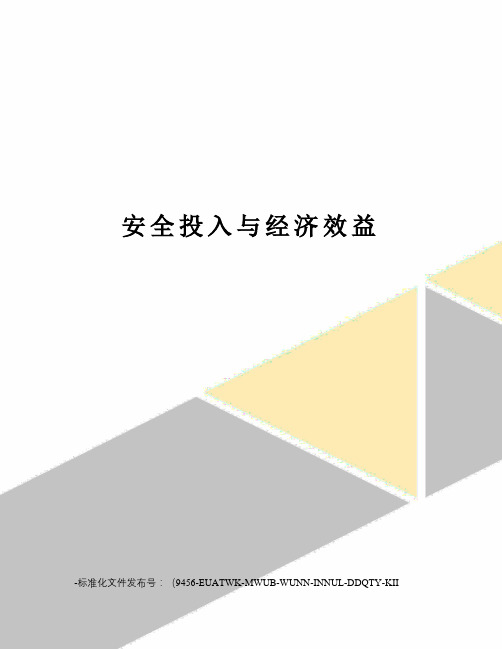 安全投入与经济效益