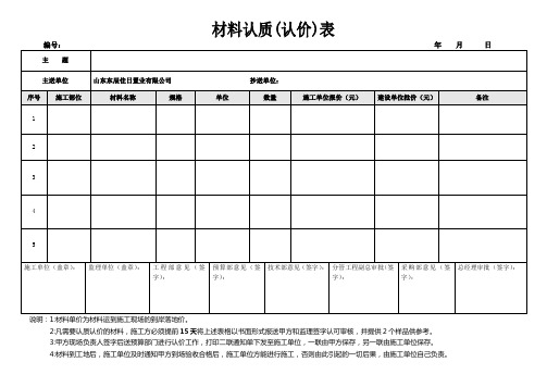 认质认价表样本(最新)