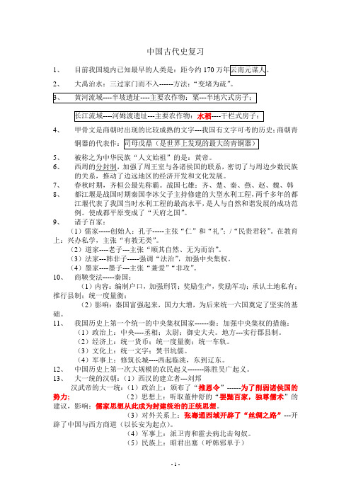 中国古代史复习