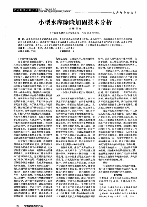 小型水库除险加固技术分析