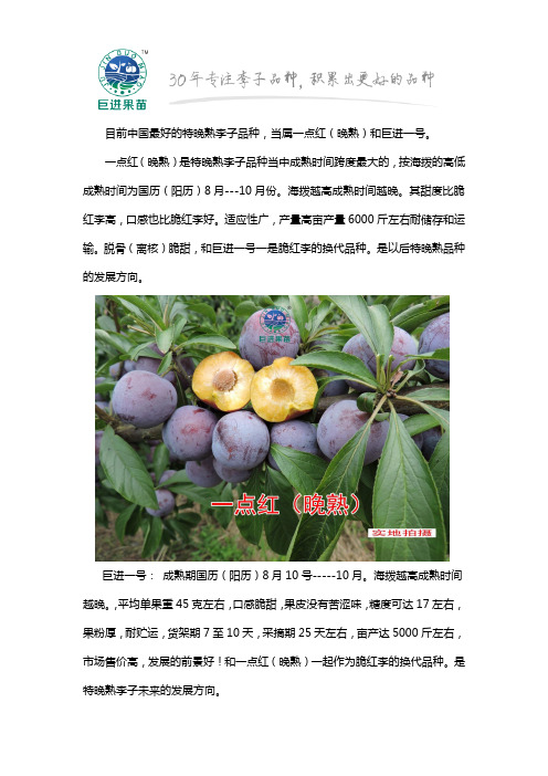 特晚熟李子品种有哪些品种？