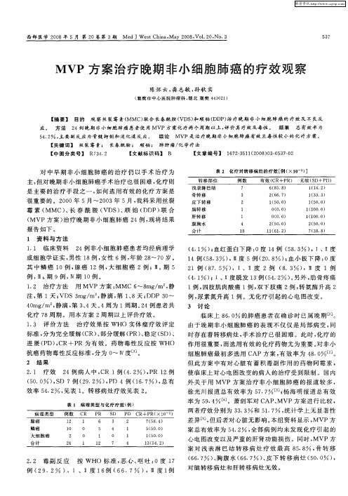 MVP方案治疗晚期非小细胞肺癌的疗效观察