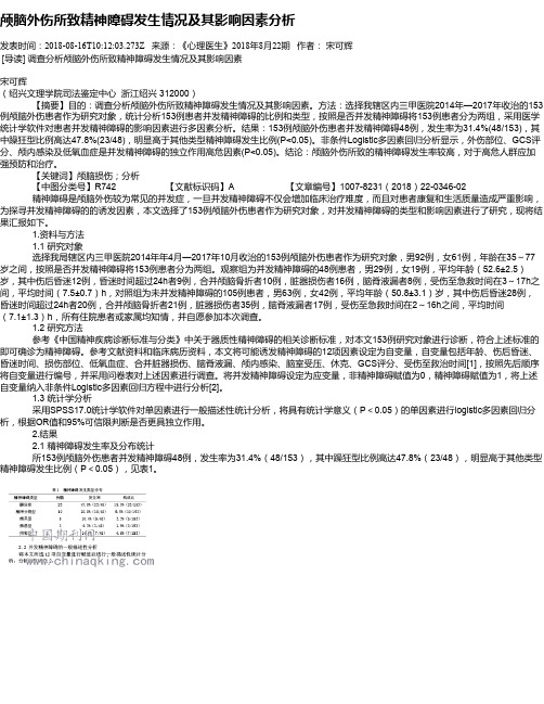 颅脑外伤所致精神障碍发生情况及其影响因素分析