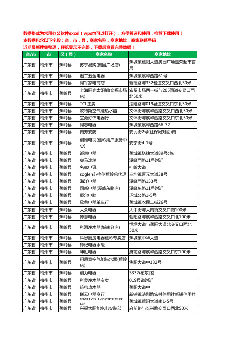 2020新版广东省梅州市蕉岭县家用电器工商企业公司商家名录名单联系电话号码地址大全113家
