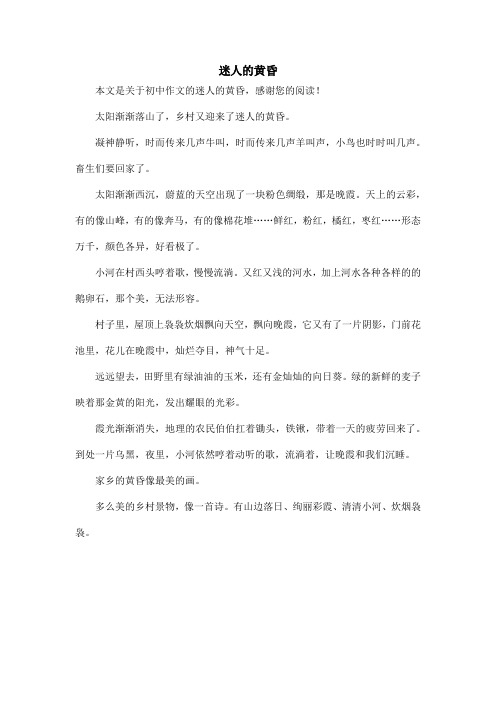 迷人的黄昏_初中作文