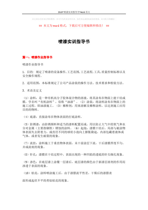 2019-喷漆实训指导书-word范文 (10页)