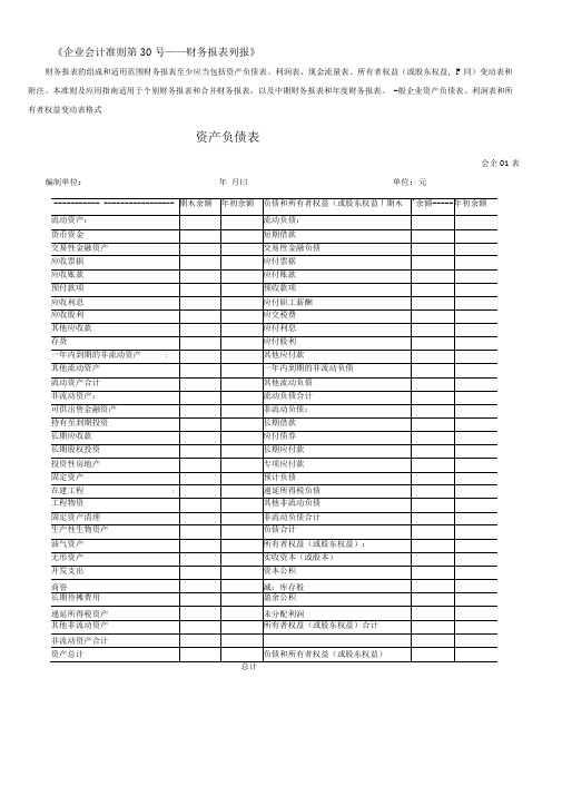 新会计准则全套报表模板