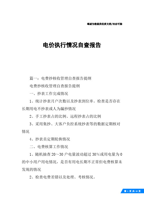 电价执行情况自查报告