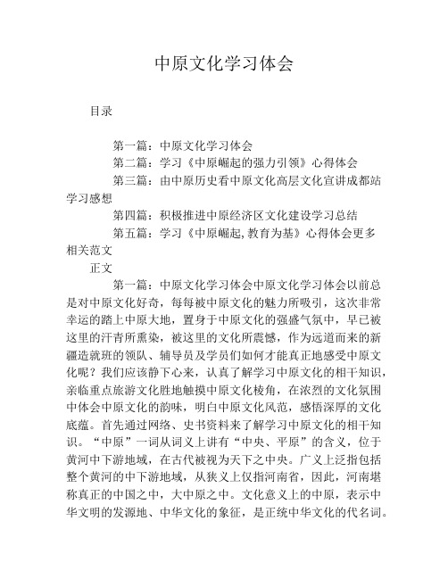 中原文化学习体会