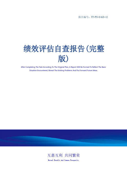 绩效评估自查报告(完整版)