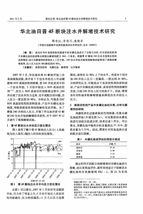 华北油田晋45断块注水井解堵技术研究