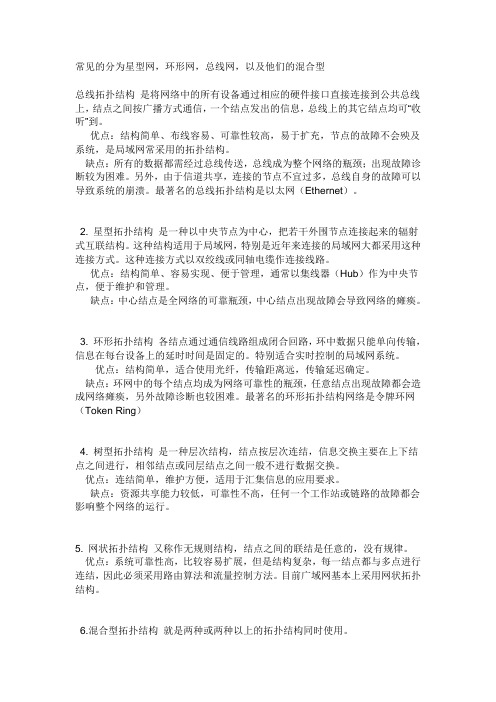 常见的局域网的拓扑结构