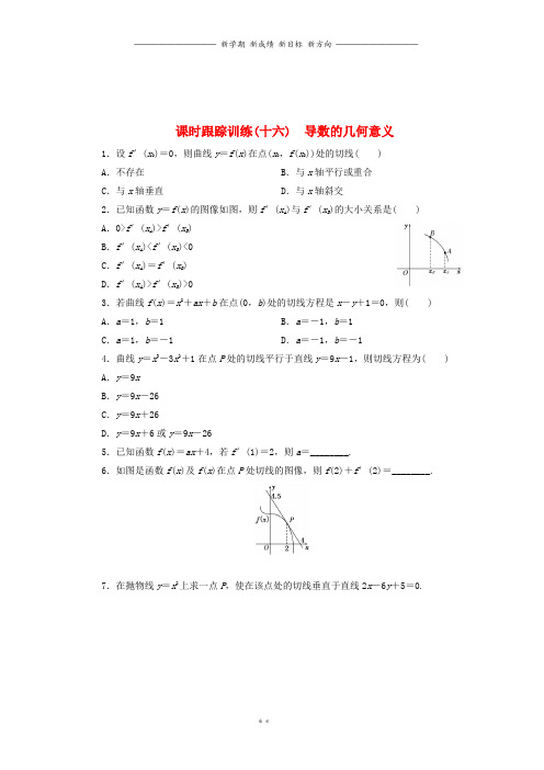 高中数学课时跟踪训练十六导数的几何意义新人教B版选修142