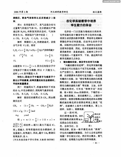 在化学实验教学中培养学生能力的体会