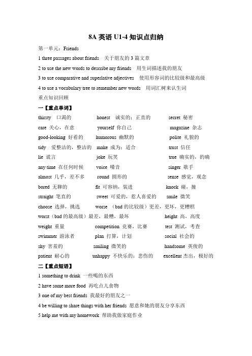 [译林版]8A英语U1-4知识点归纳