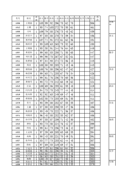 成绩分析表