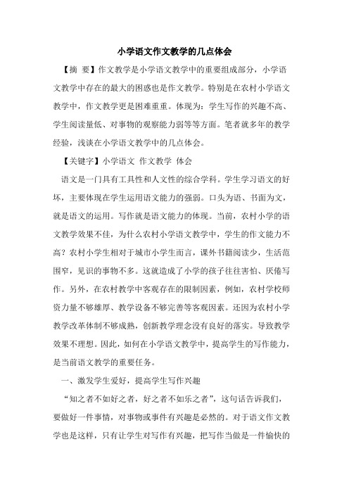小学语文作文教学几点体会