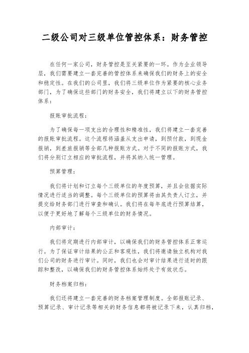 二级公司对三级单位管控体系：财务管控