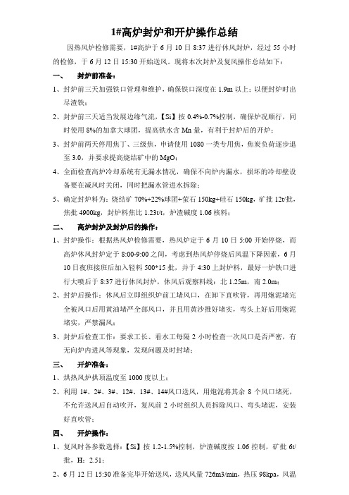 1号开炉总结