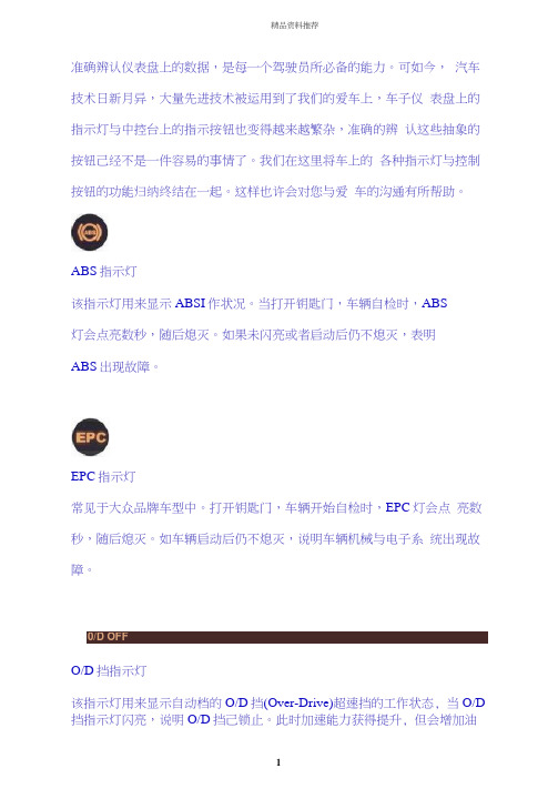 汽车仪表指示灯说明(组图)