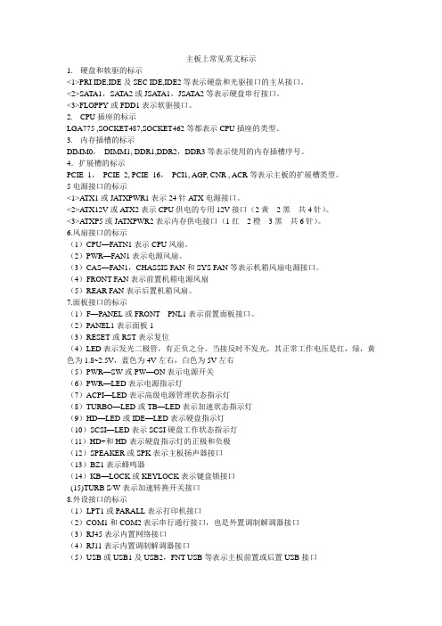 主板上常见英文标示