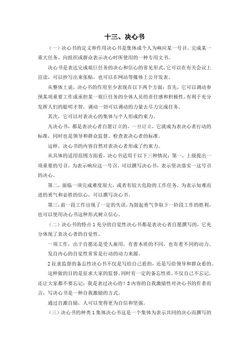 最新-十三、决心书 精品