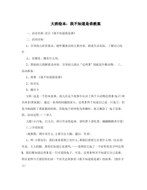 大班绘本：我不知道是谁教案