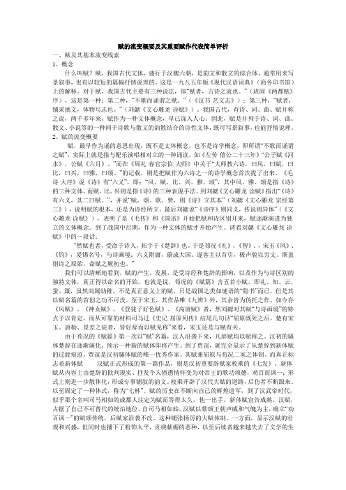 赋的流变概要及其重要赋作代表简单评析